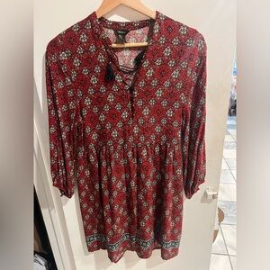 Forever 21 Red and Black Patterned Dress